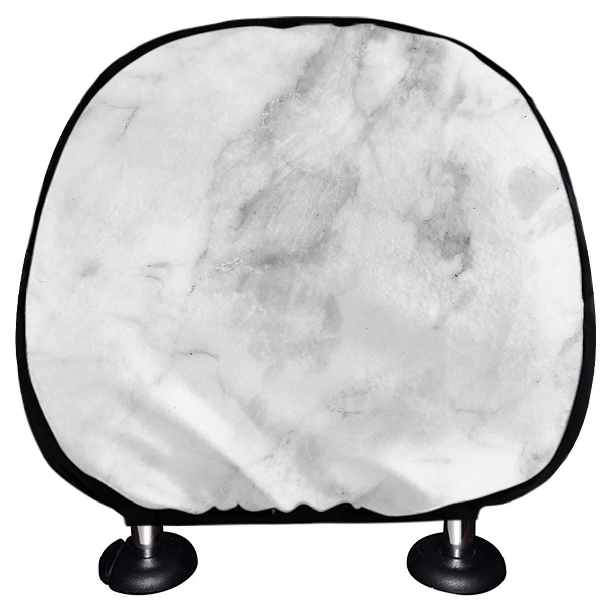 White Smoke Marble Print Car Headrest Covers