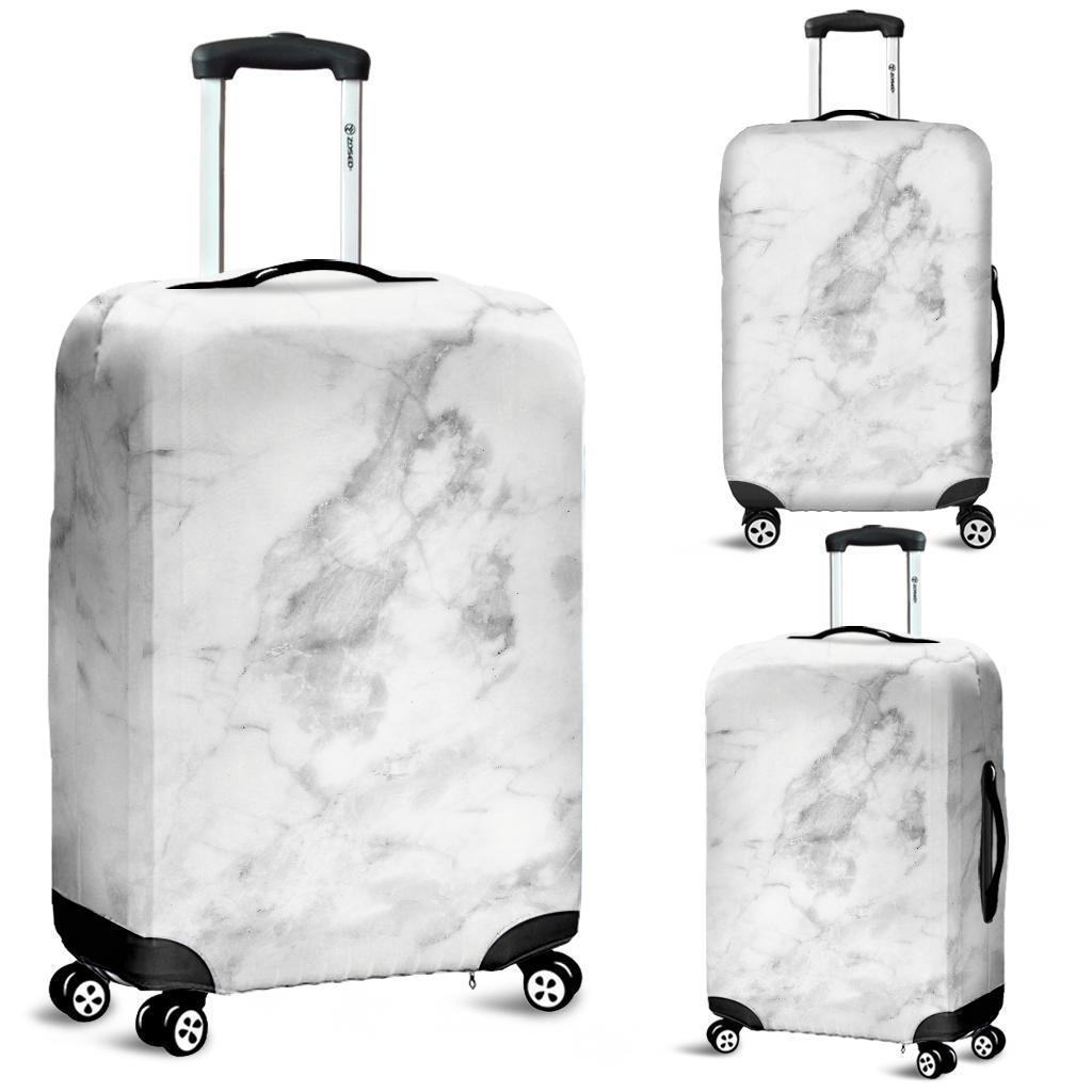 White Smoke Marble Print Luggage Cover GearFrost