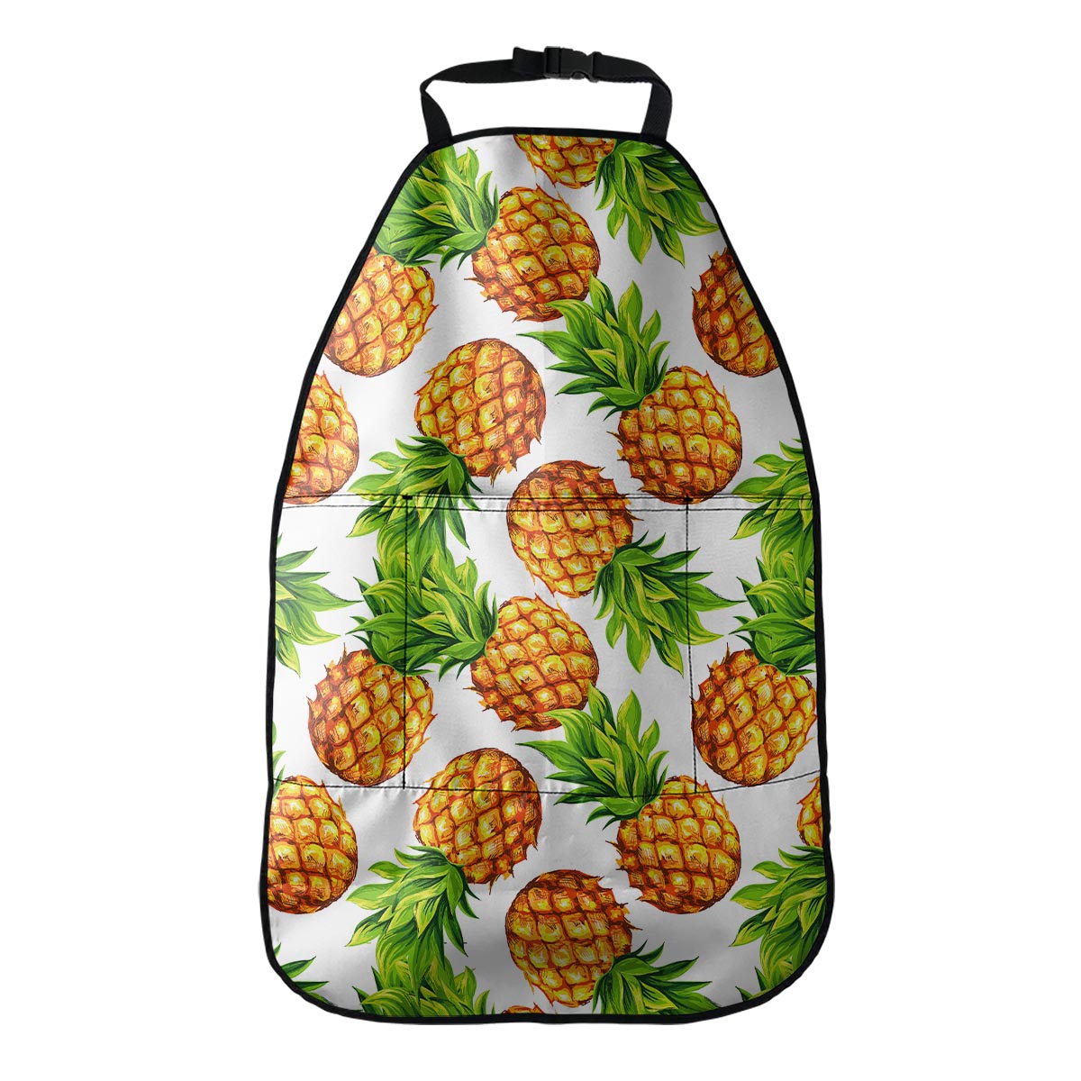 White Summer Pineapple Pattern Print Car Seat Organizers