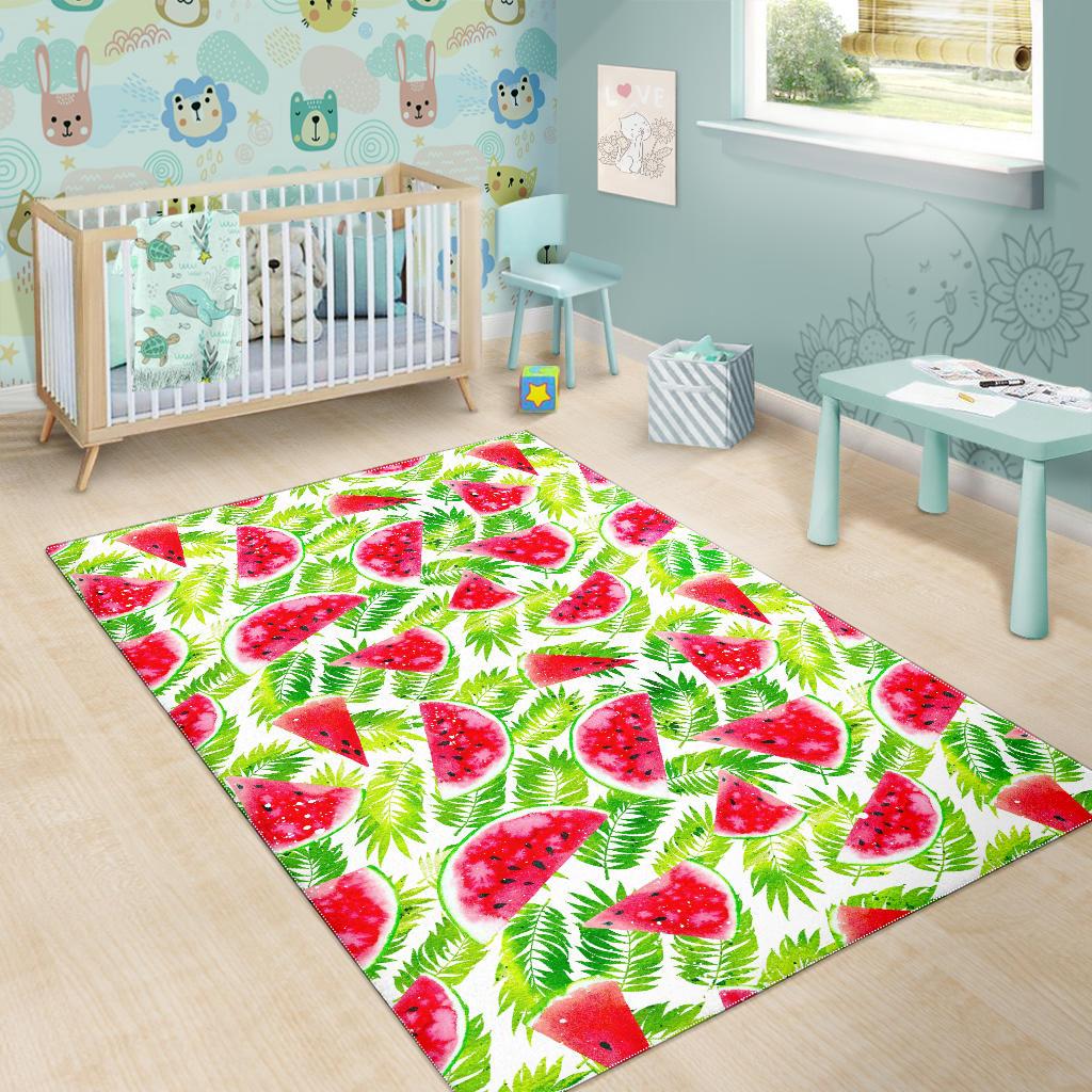White Summer Watermelon Pattern Print Area Rug GearFrost