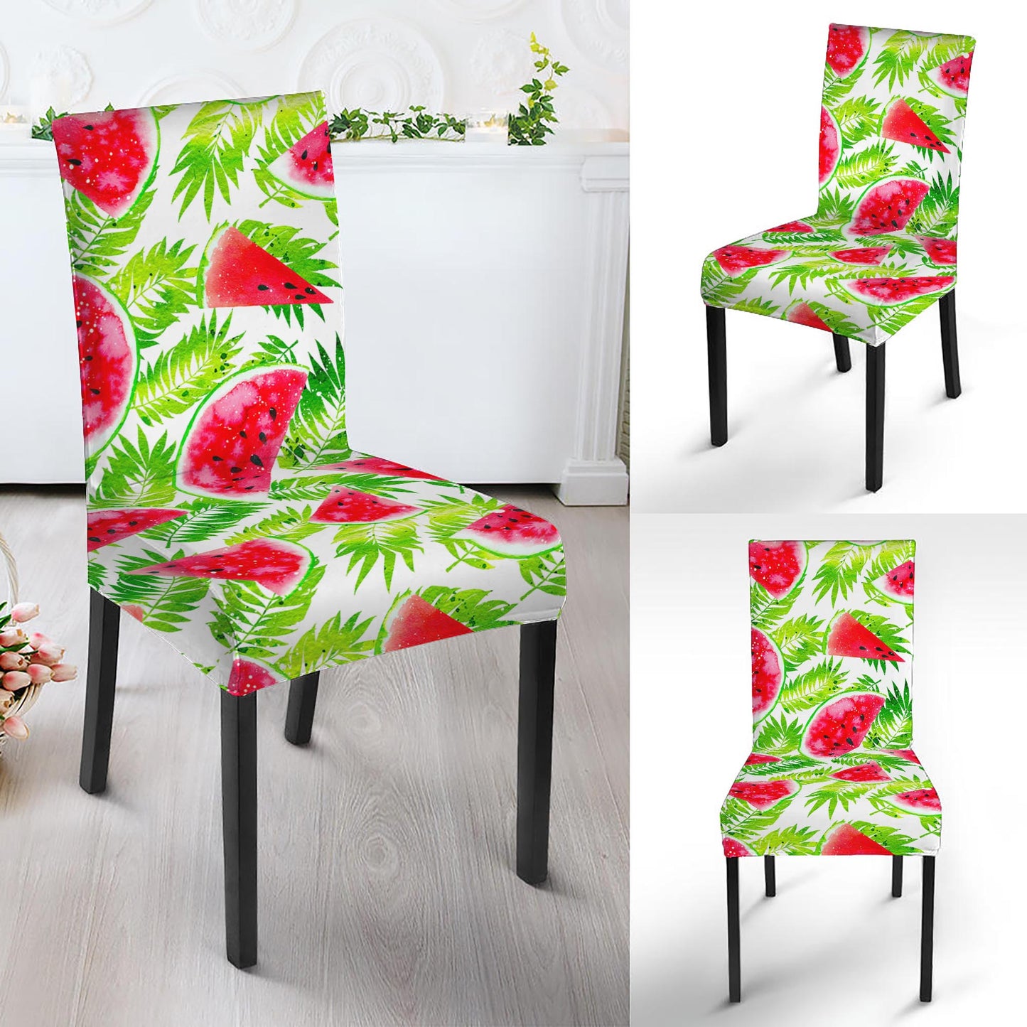 White Summer Watermelon Pattern Print Dining Chair Slipcover