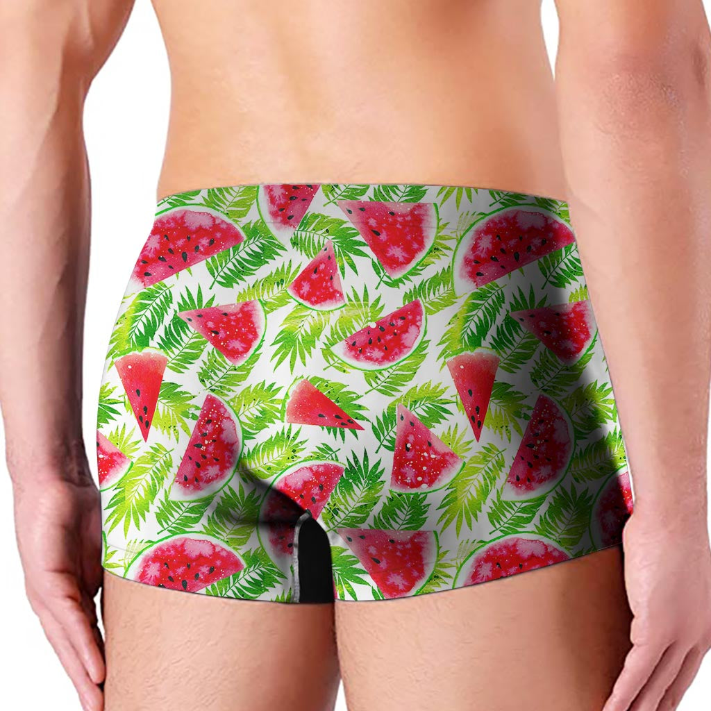 White Summer Watermelon Pattern Print Men's Boxer Briefs