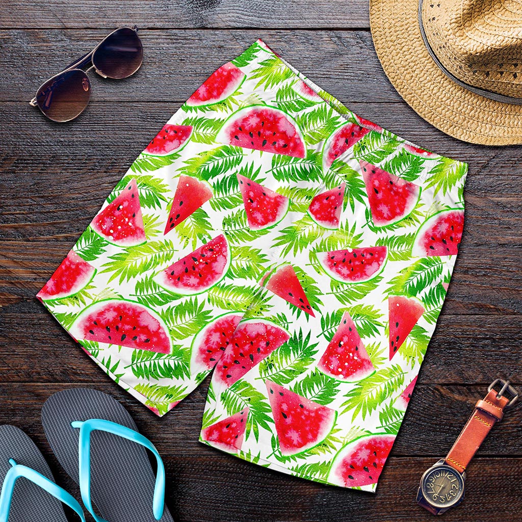White Summer Watermelon Pattern Print Men's Shorts