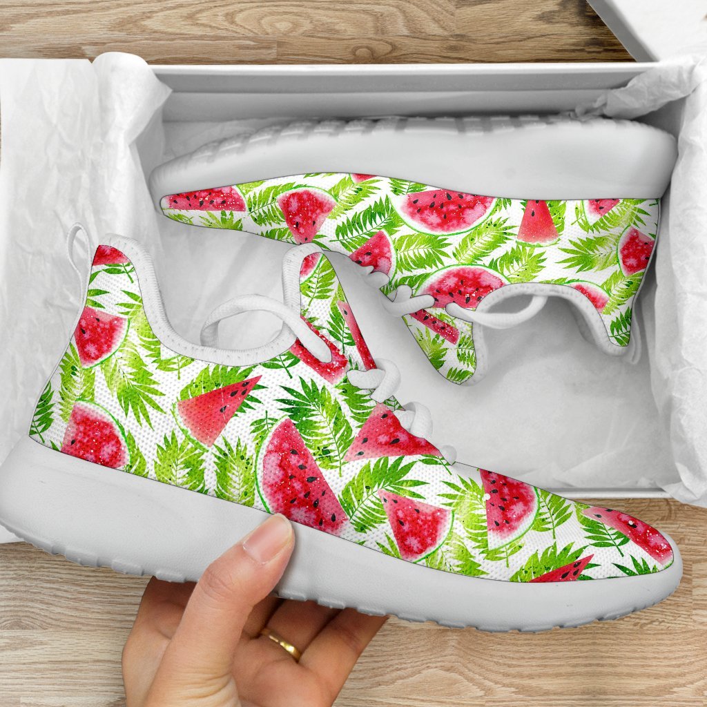 White Summer Watermelon Pattern Print Mesh Knit Shoes GearFrost