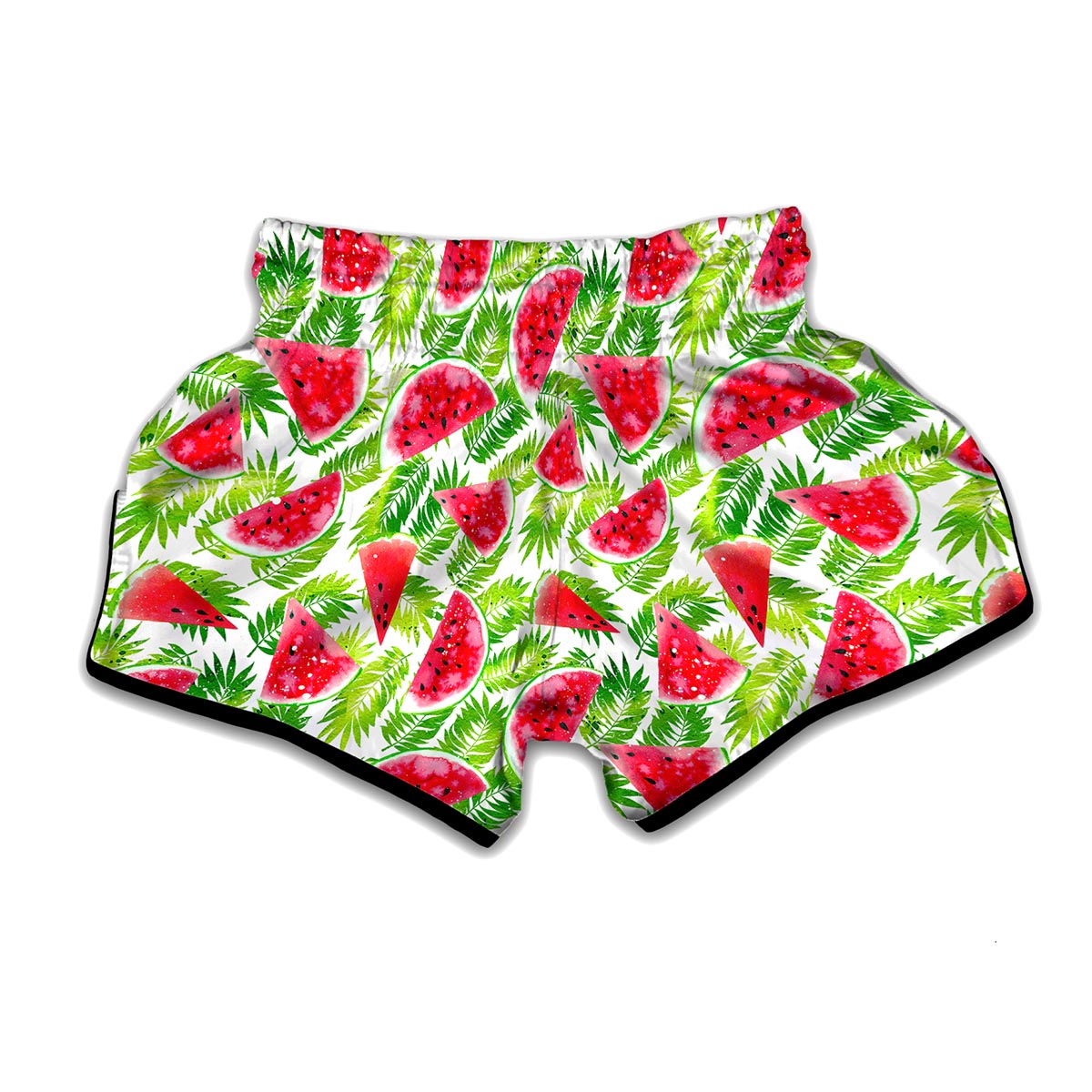 White Summer Watermelon Pattern Print Muay Thai Boxing Shorts