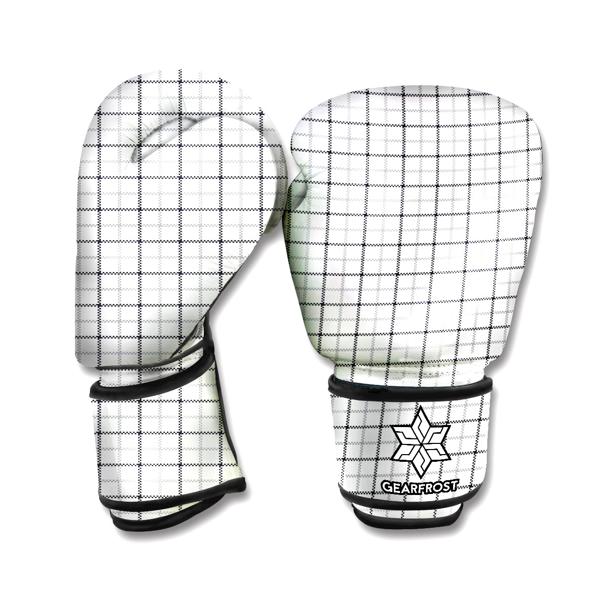 White Tattersall Pattern Print Boxing Gloves