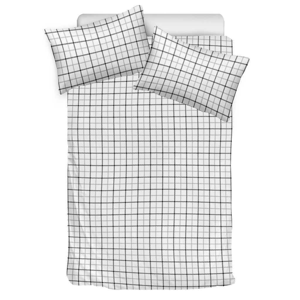 White Tattersall Pattern Print Duvet Cover Bedding Set