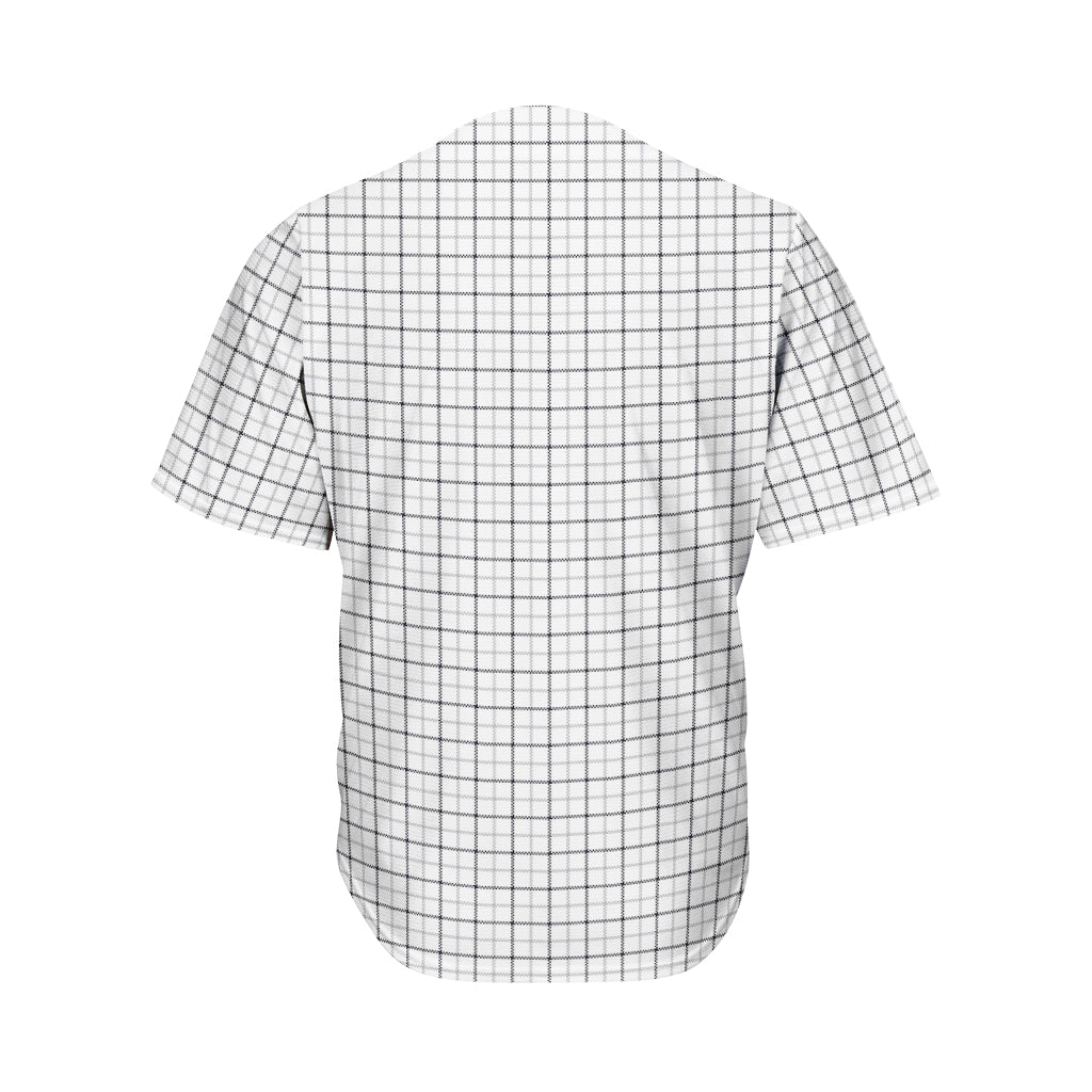 White Tattersall Pattern Print Men's Baseball Jersey