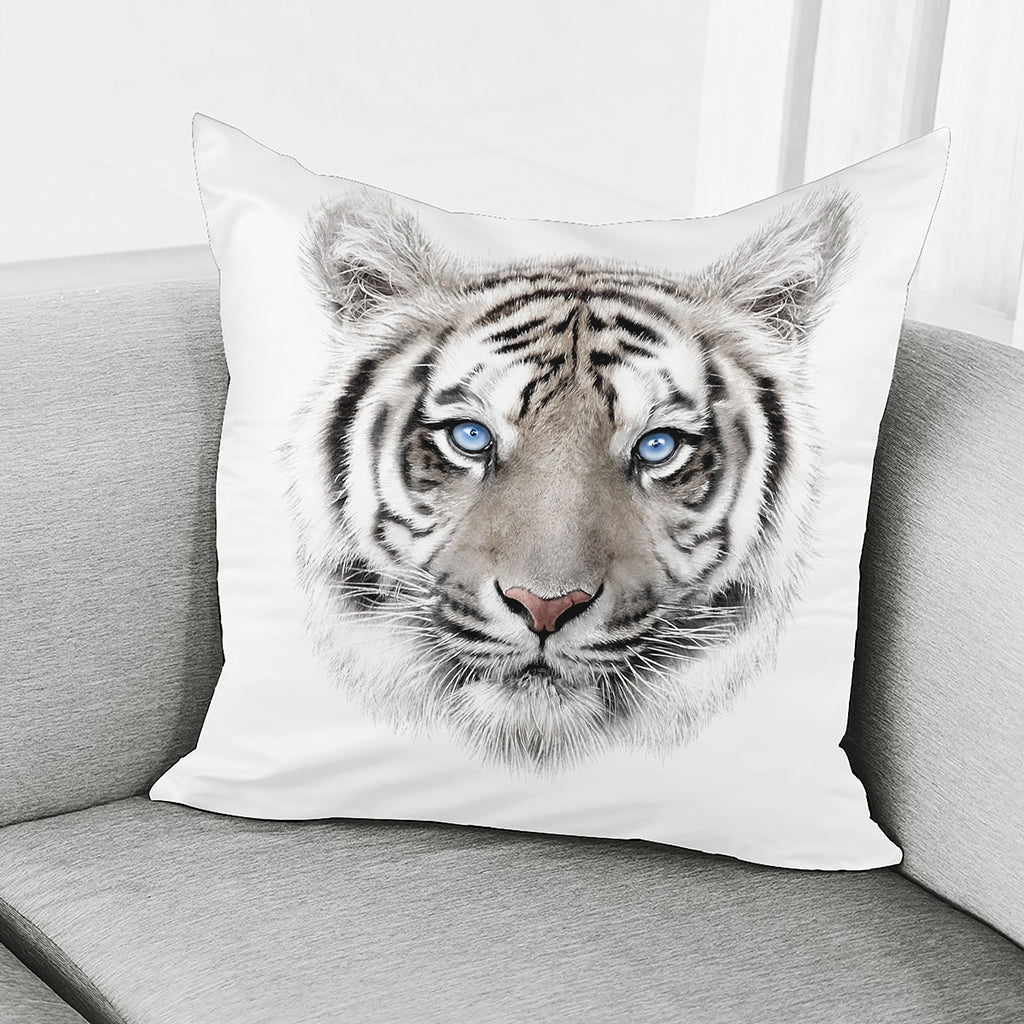 White Tiger Portrait Print Pillow Cover