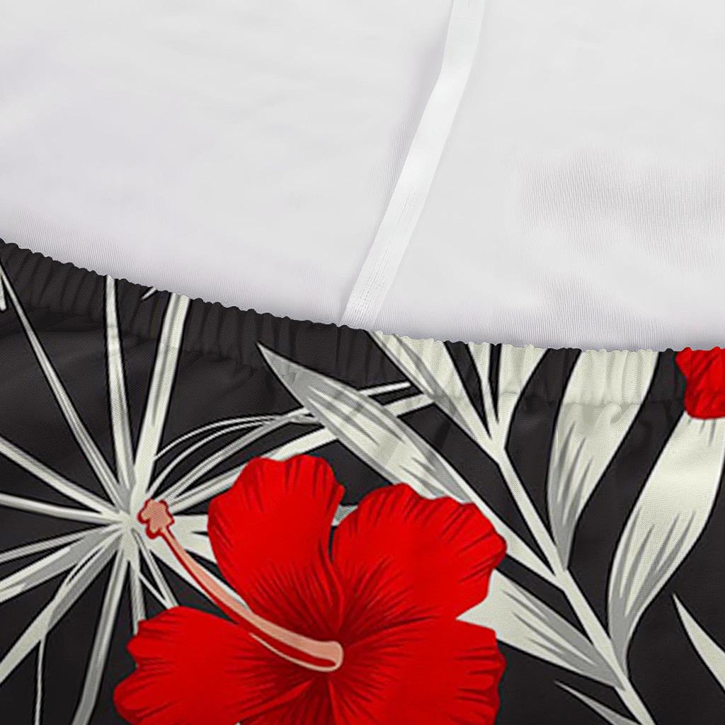 White Tropical Hibiscus Pattern Print Sofa Cover