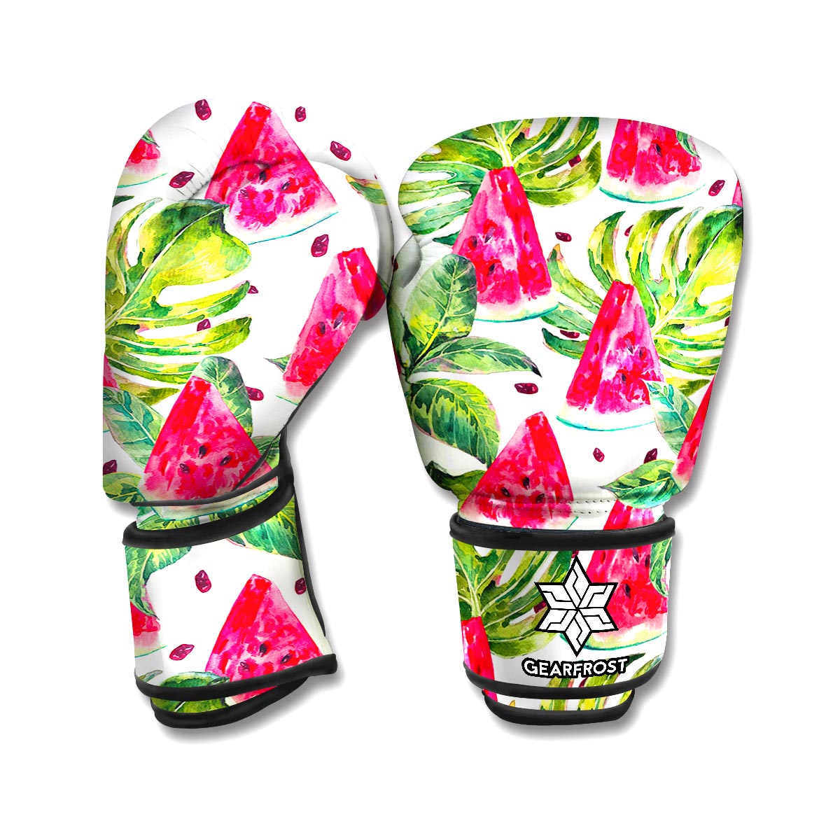 White Tropical Watermelon Pattern Print Boxing Gloves