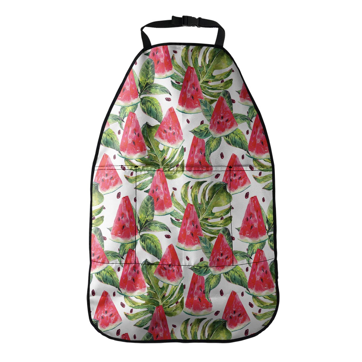 White Tropical Watermelon Pattern Print Car Seat Organizers