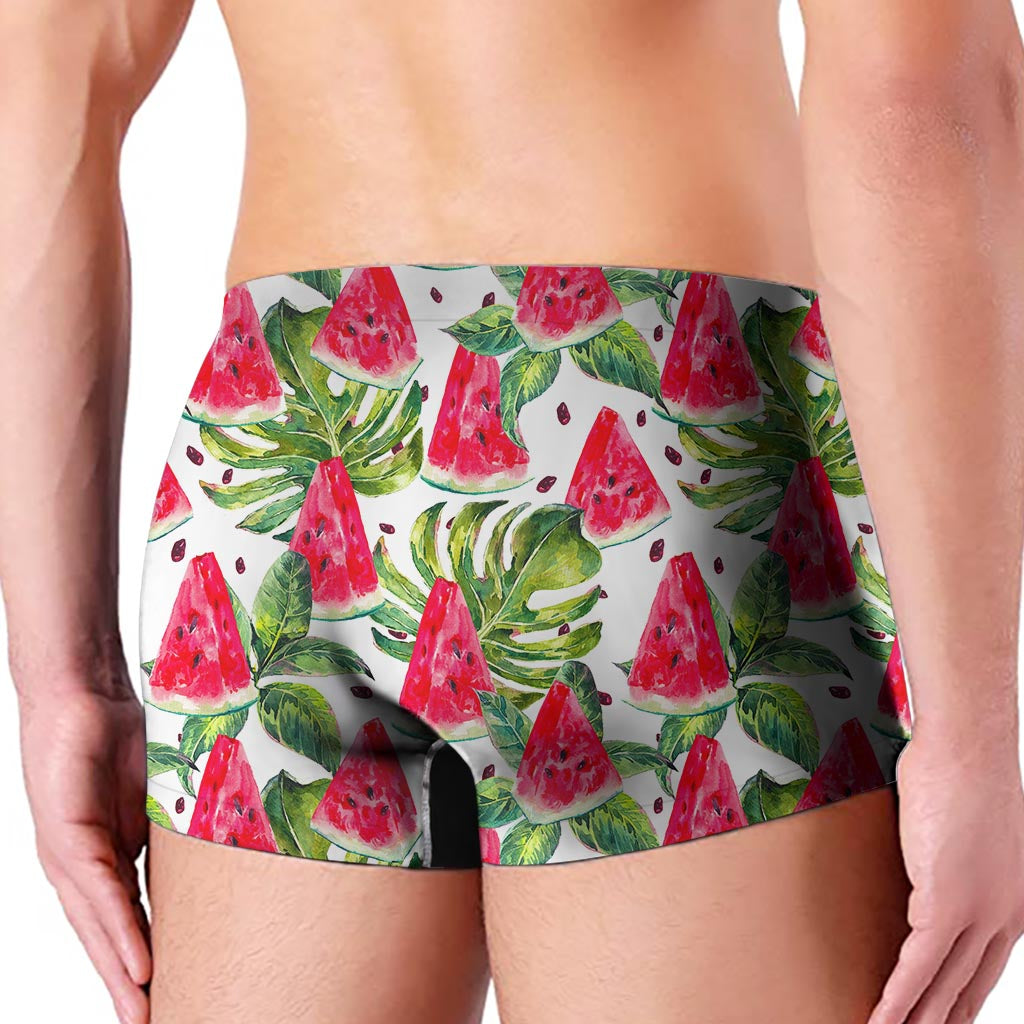 White Tropical Watermelon Pattern Print Men's Boxer Briefs