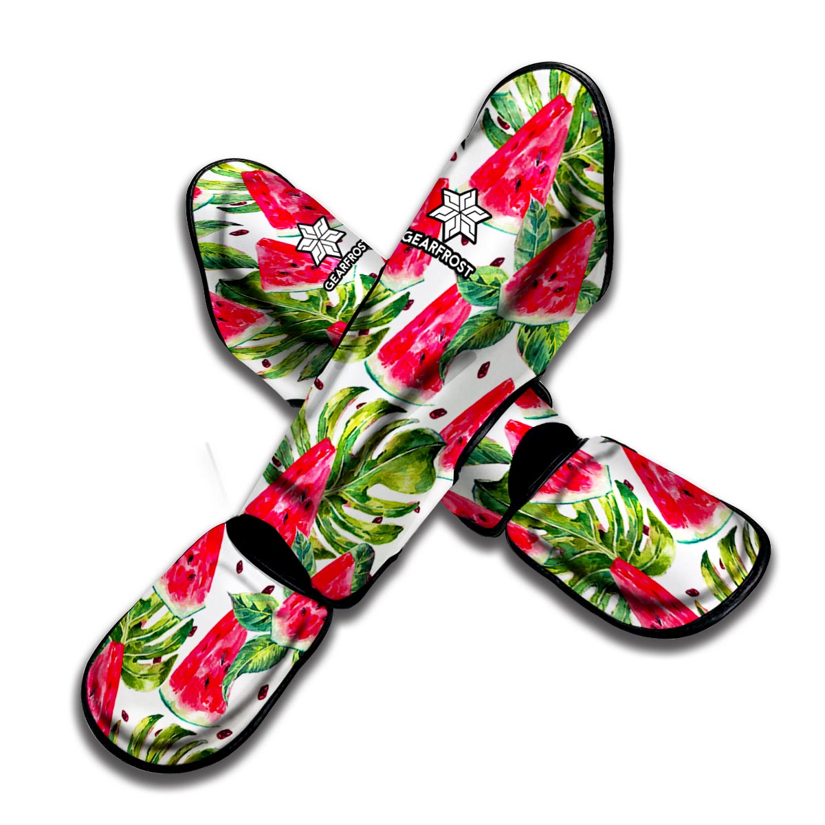 White Tropical Watermelon Pattern Print Muay Thai Shin Guard