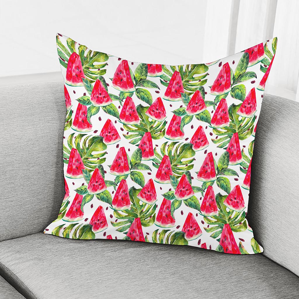 White Tropical Watermelon Pattern Print Pillow Cover