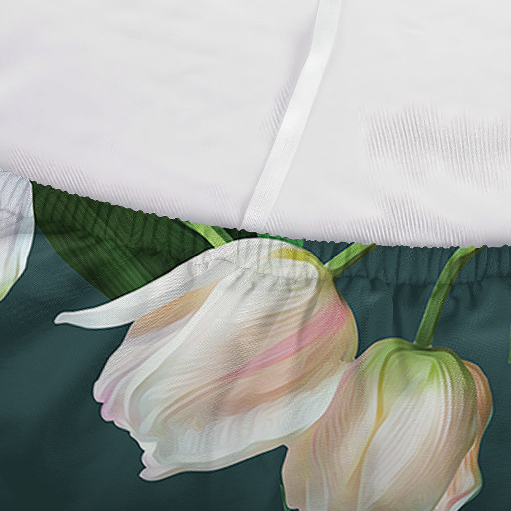 White Tulip Pattern Print Sofa Cover