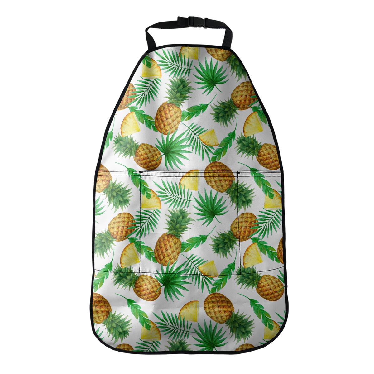 White Watercolor Pineapple Pattern Print Car Seat Organizers
