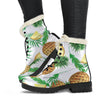 White Watercolor Pineapple Pattern Print Comfy Boots GearFrost