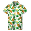 White Watercolor Pineapple Pattern Print Men's Short Sleeve Shirt