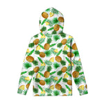 White Watercolor Pineapple Pattern Print Pullover Hoodie