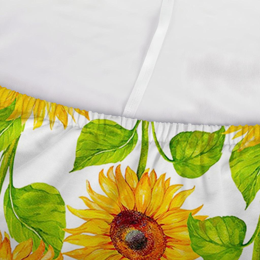 White Watercolor Sunflower Pattern Print Sofa Cover