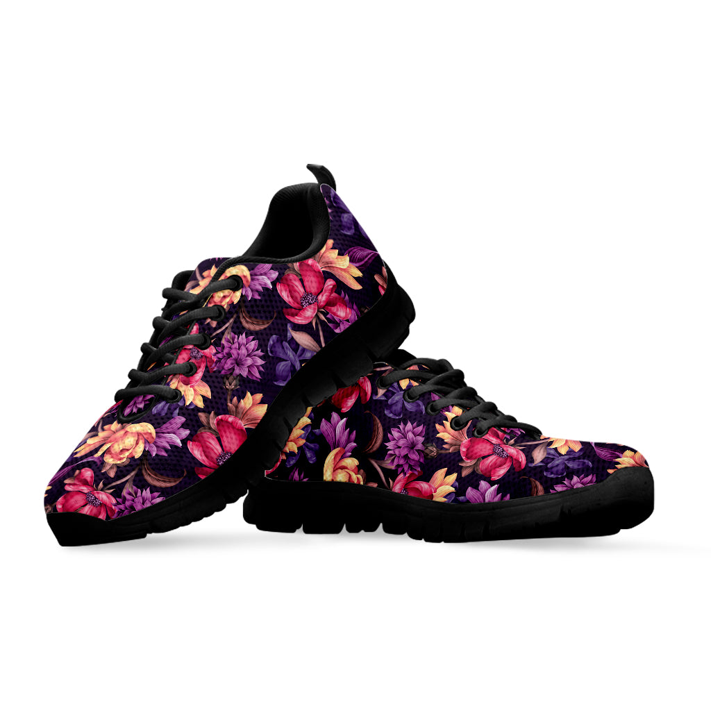Wild Flower Print Black Sneakers