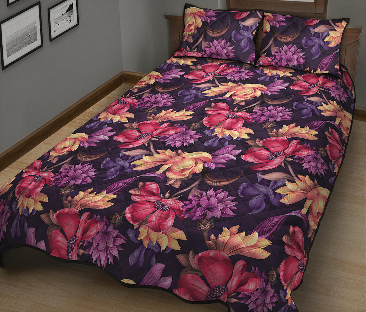 Wild Flower Print Quilt Bed Set