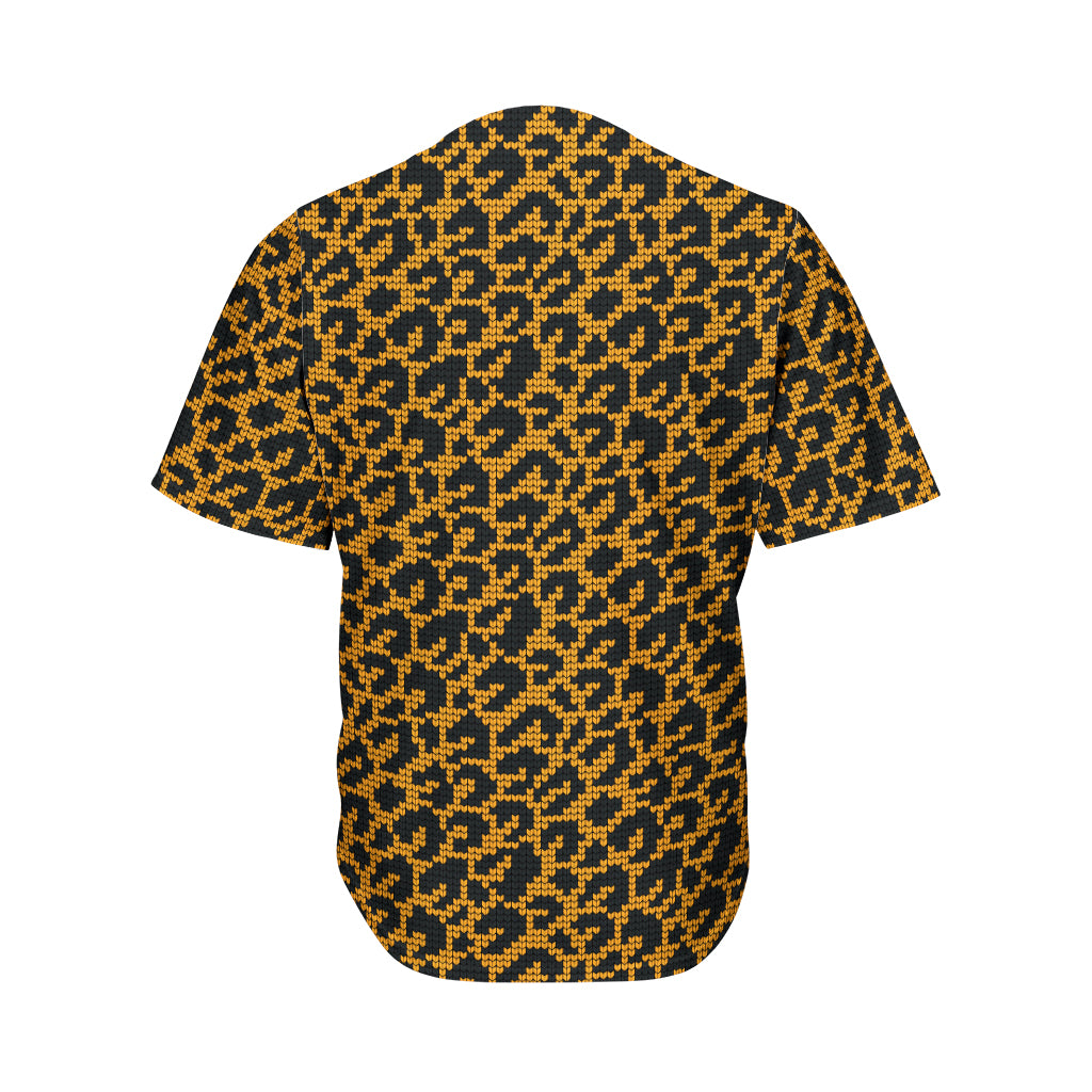 Wild Leopard Knitted Pattern Print Men's Baseball Jersey