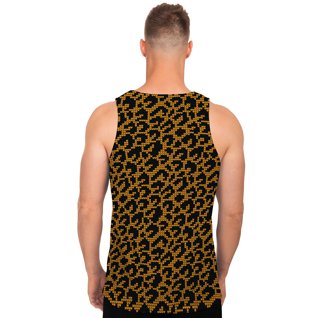 Wild Leopard Knitted Pattern Print Men's Tank Top