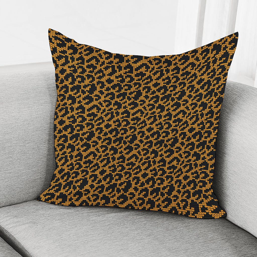 Wild Leopard Knitted Pattern Print Pillow Cover