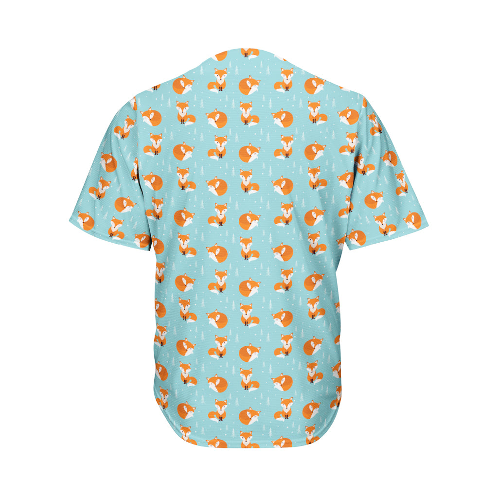 Winter Fox Pattern Print Men's Baseball Jersey