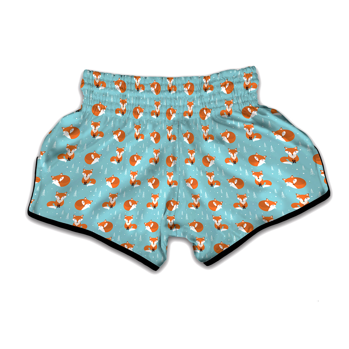 Winter Fox Pattern Print Muay Thai Boxing Shorts