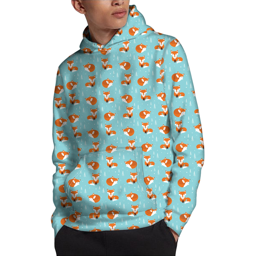 Winter Fox Pattern Print Pullover Hoodie