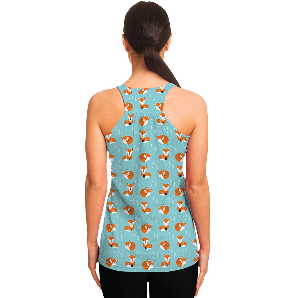 Winter Fox Pattern Print Women's Racerback Tank Top
