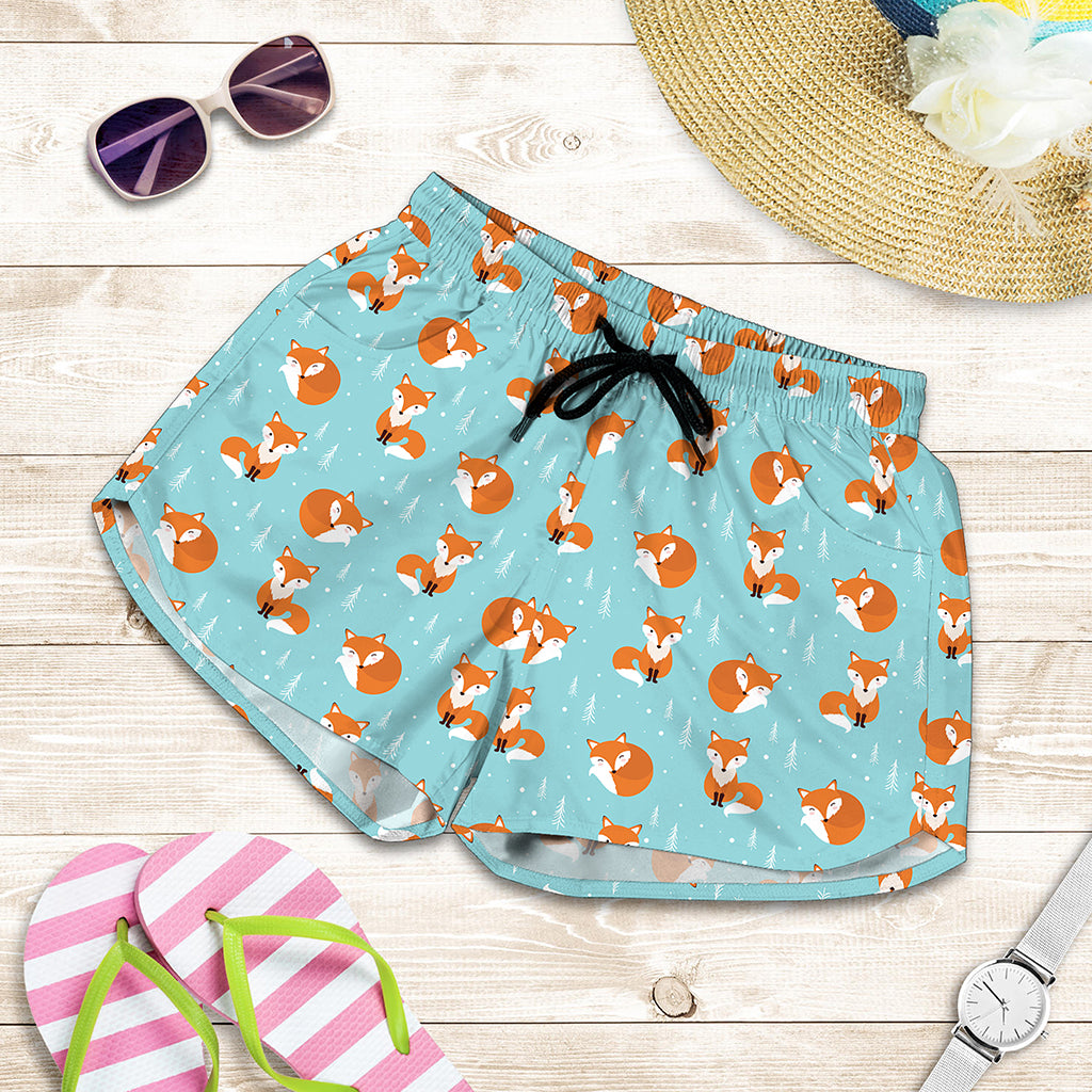 Winter Fox Pattern Print Women's Shorts