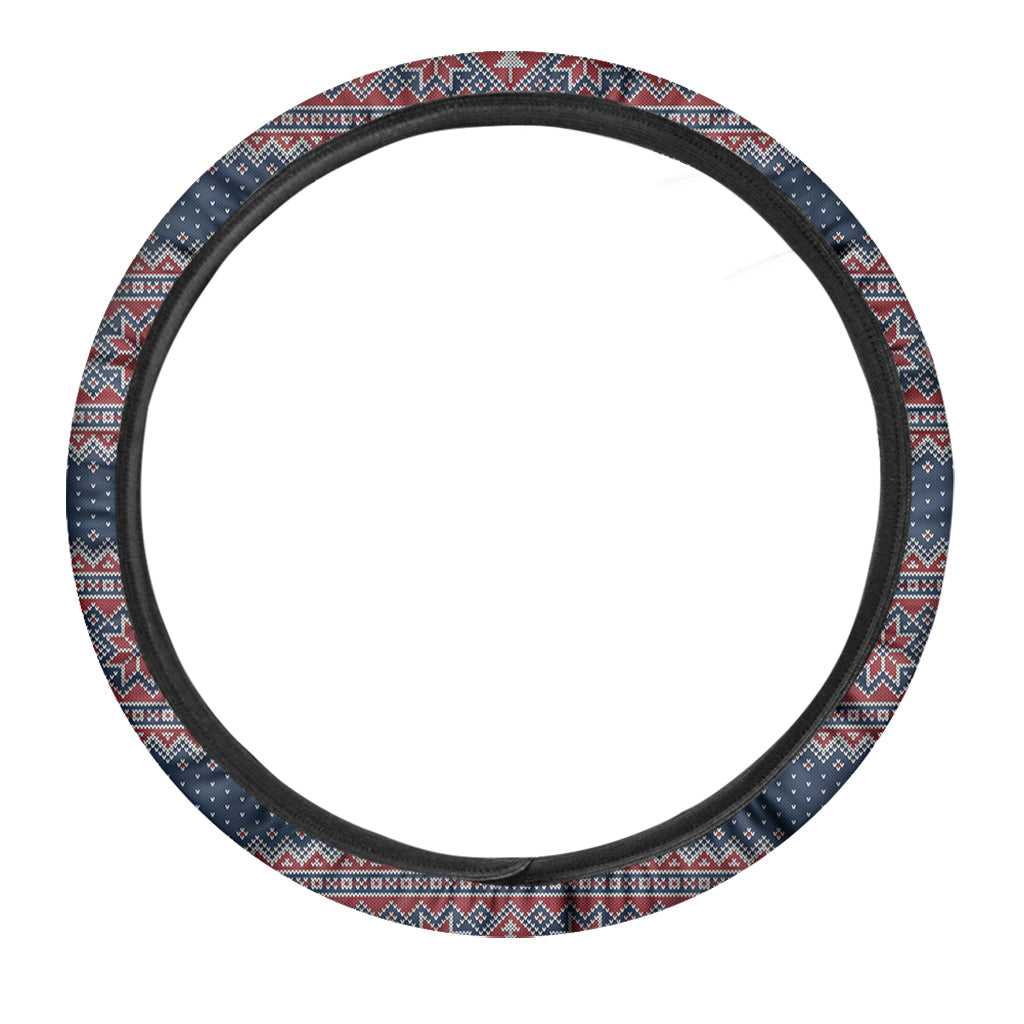 Winter Holiday Knitted Pattern Print Car Steering Wheel Cover