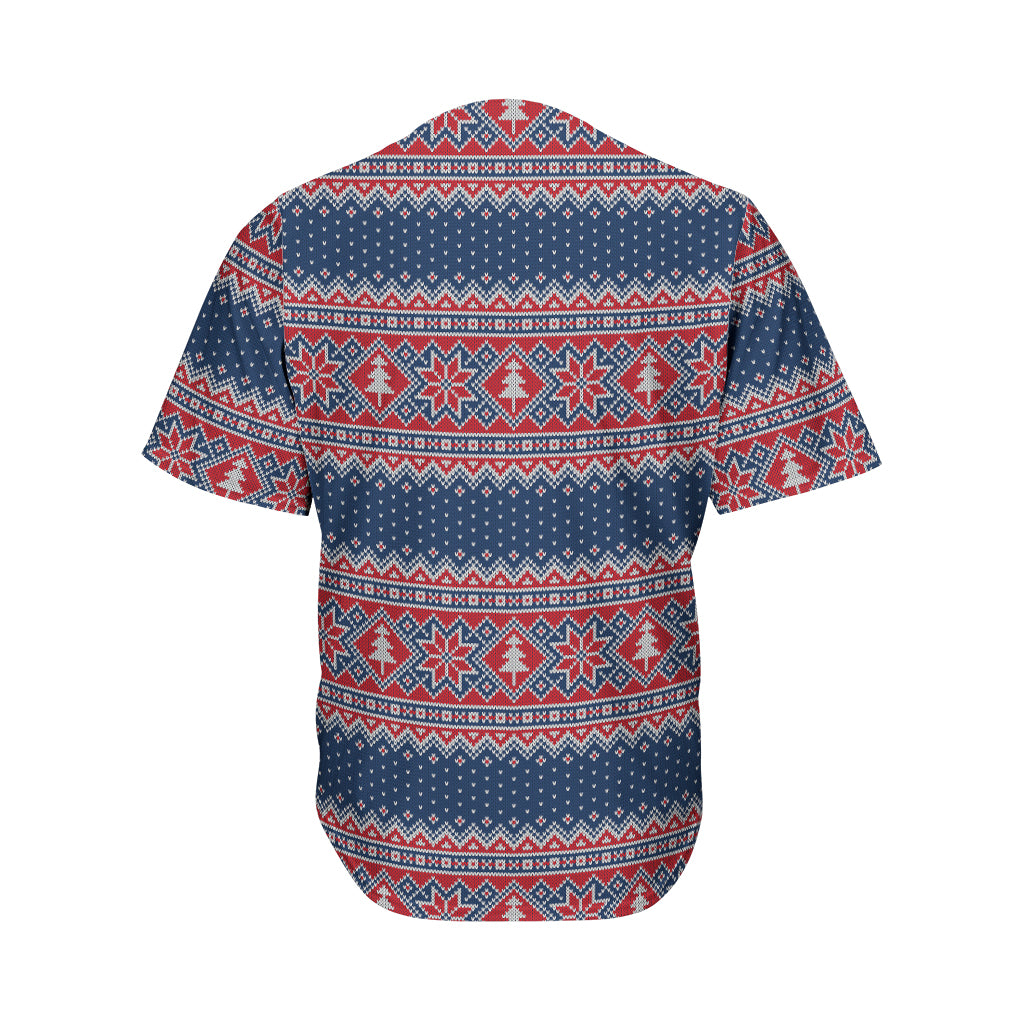 Winter Holiday Knitted Pattern Print Men's Baseball Jersey