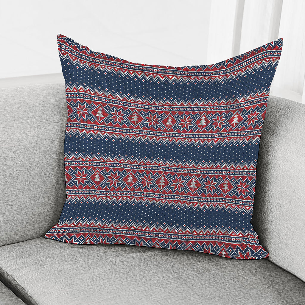 Winter Holiday Knitted Pattern Print Pillow Cover
