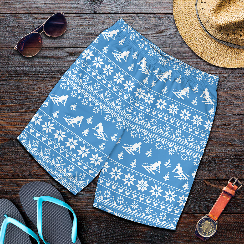 Winter Ski Knitting Pattern Print Men's Shorts