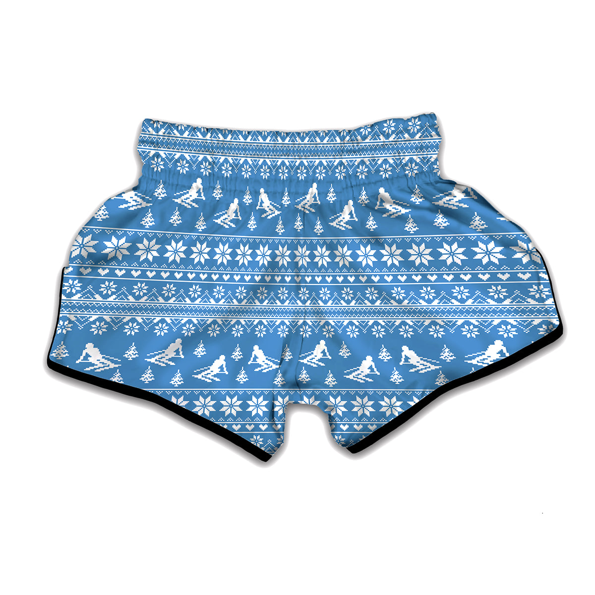 Winter Ski Knitting Pattern Print Muay Thai Boxing Shorts