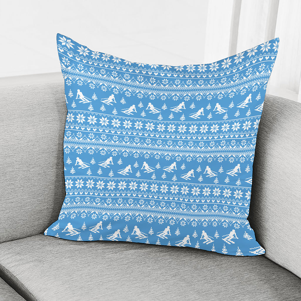 Winter Ski Knitting Pattern Print Pillow Cover