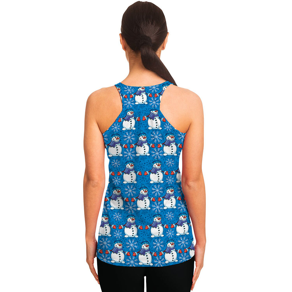 Winter Snowman Pattern Print Women's Racerback Tank Top