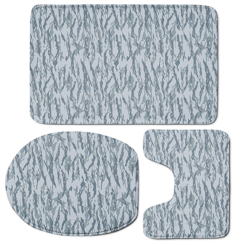 Winter Tiger Stripe Camo Pattern Print 3 Piece Bath Mat Set