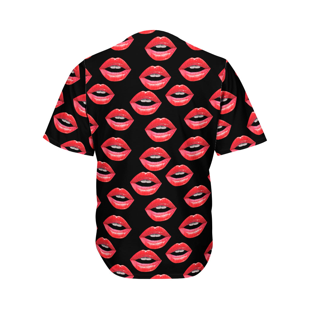 Women's Lips Pattern Print Men's Baseball Jersey