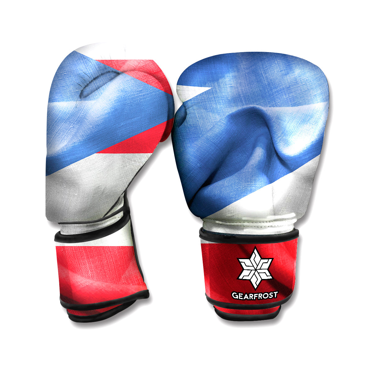 Wrinkled Puerto Rican Flag Print Boxing Gloves