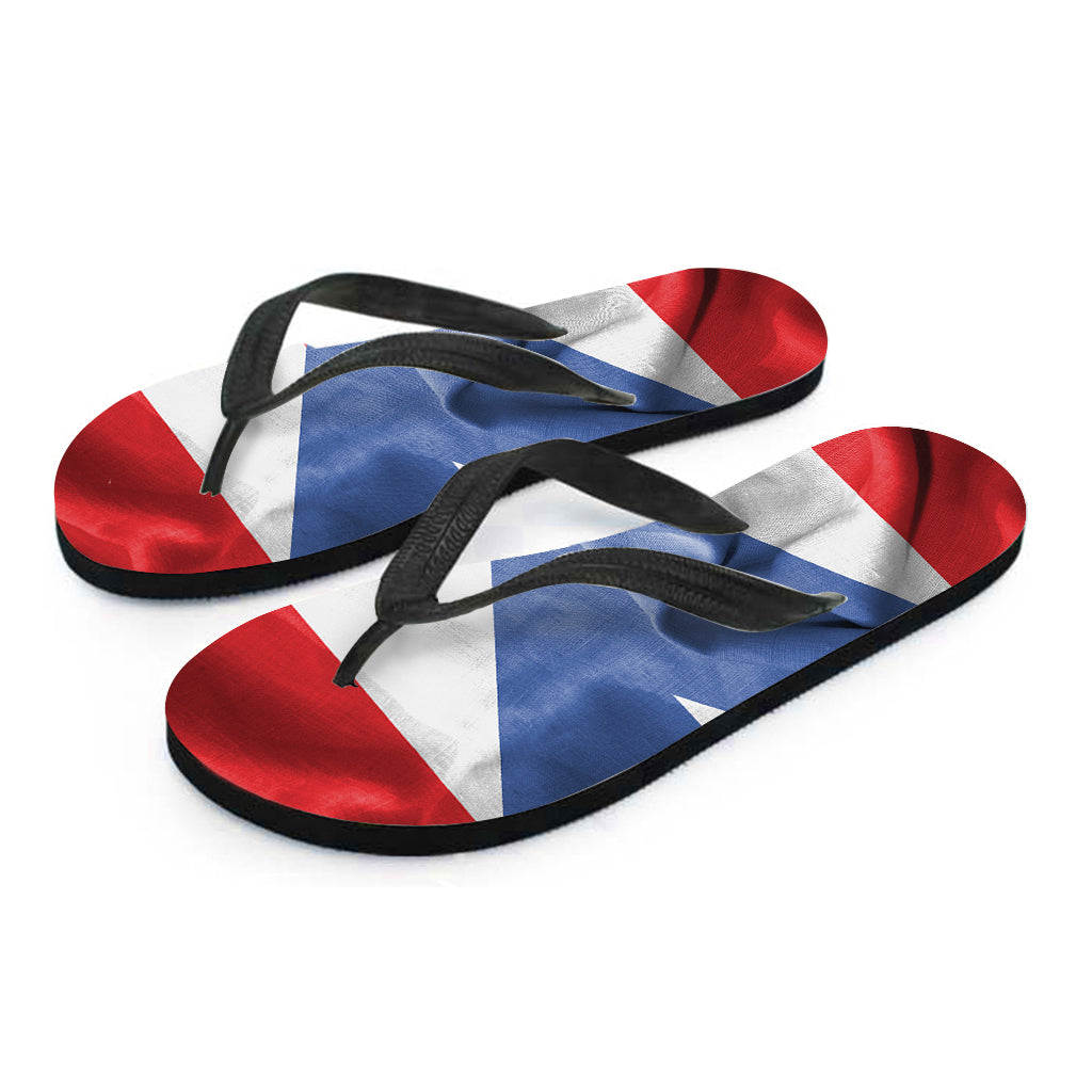 Wrinkled Puerto Rican Flag Print Flip Flops