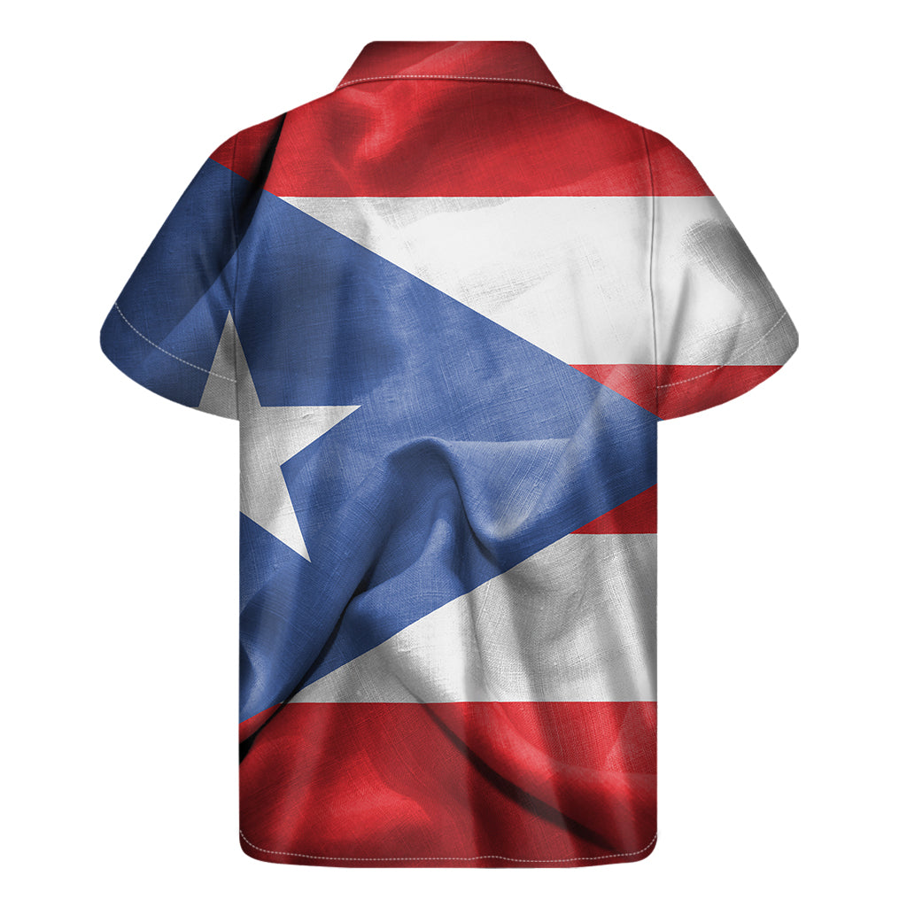 Men's Retro Style Puerto Rico Flag Themed Digital Graphic Print Short Sleeve Crew Neck T-shirt