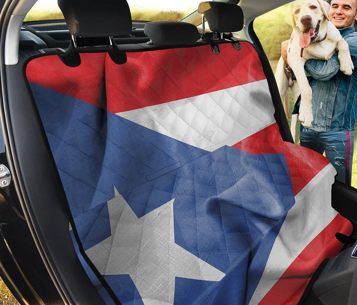 Wrinkled Puerto Rican Flag Print Pet Car Back Seat Cover GearFrost