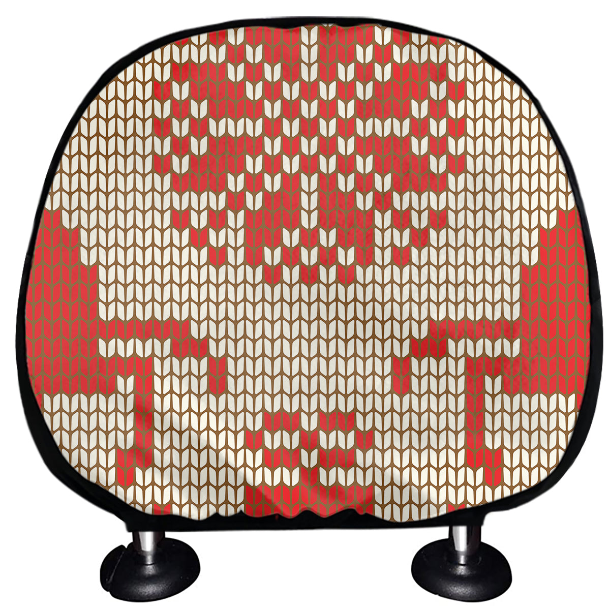 Xmas Deer Knitted Print Car Headrest Covers