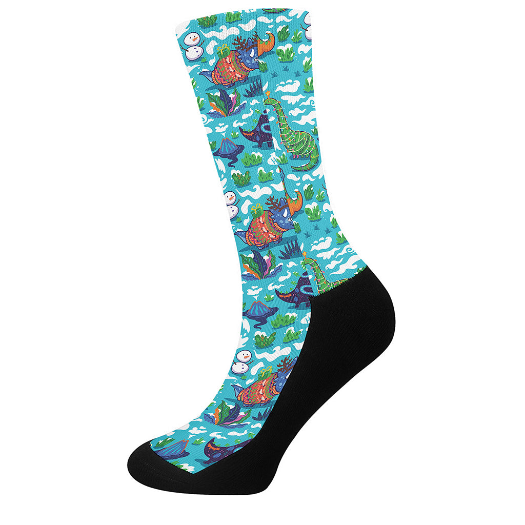 Xmas Dinosaur Pattern Print Crew Socks